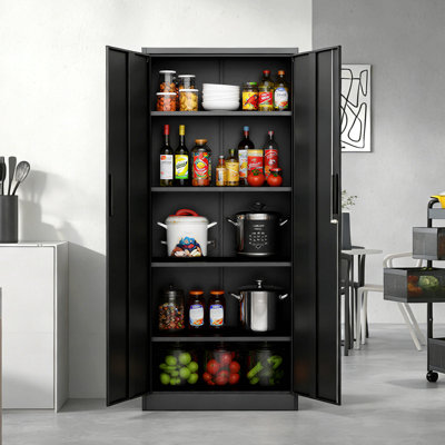 71"H Metal Garage Storage Cabinet, Tool Steel Locking Cabinet With Doors And 4 Shelves, Tall Cabinets For Garage Storage Systems Lockable File Cabinet For Home Office, Classroom/Pantry