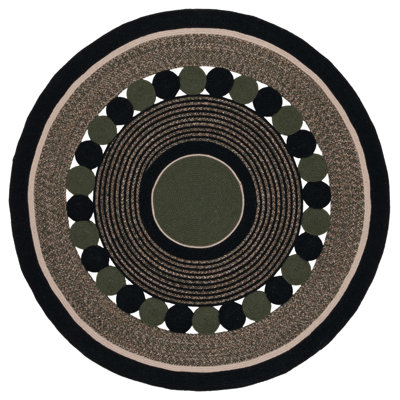 Dowl 757 Area Rug In Black  Green
