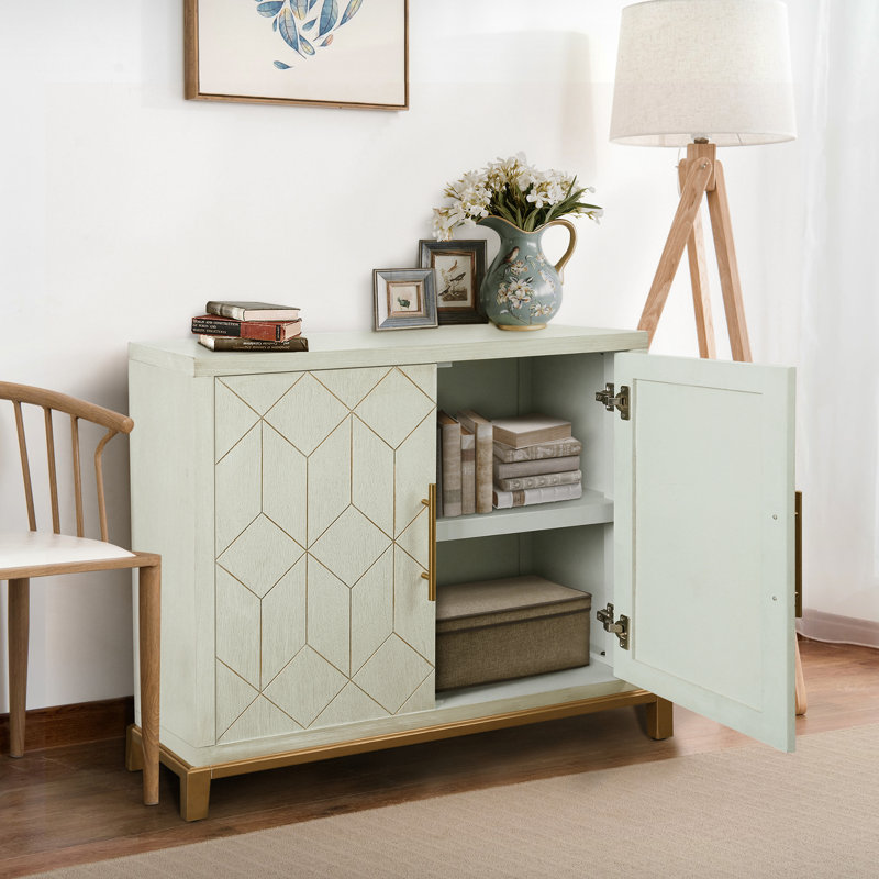 32" Accent Cabinet with Gold Trim, Green