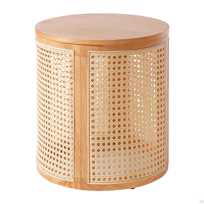 Rubber Solid Wood Side Table, Natural