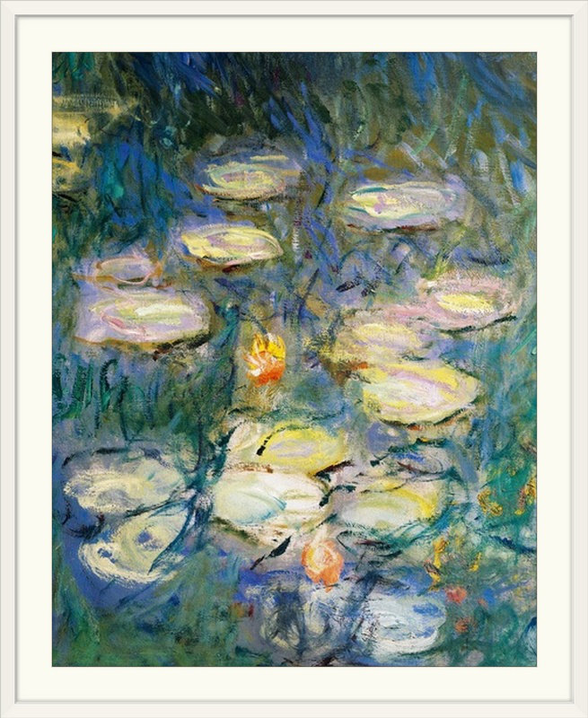 «Nymphéas, détail» par Claude Monet, reproduction d'art, H 28 po x l 24 po x P 1 po, Cadre blanc