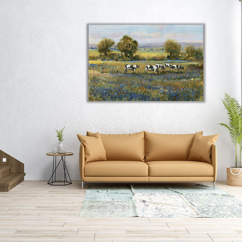 Champ de bovins I - reproduction d'art sur toile, H 16 po x l 24 po