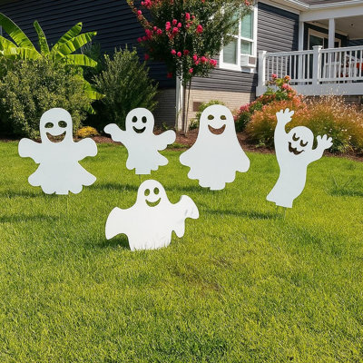 Décoration de jardin fantôme d'Halloween en PVC : Art de pelouse extérieur résistant aux intempéries - Fantôme Moonie