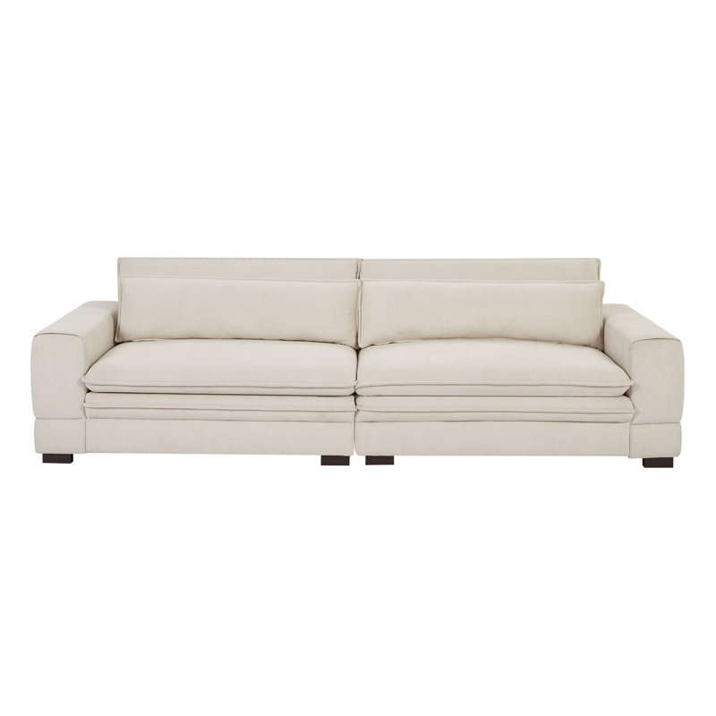 Le canapé moderne de style Mid-Century (beige) rehausse l'ambiance de la maison, idéale pour les rassemblements en appartement et la détente dans la chambre à coucher