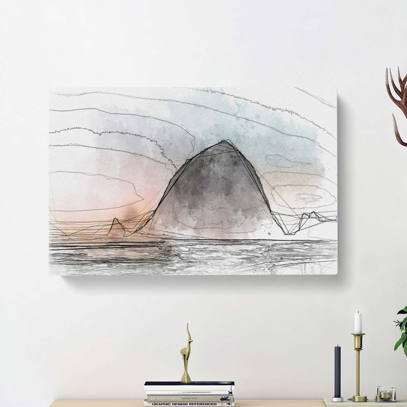 Birds Flying over the Beach in Abstract - Wrapped Canvas, 40cm H x 60cm W x 3cm D