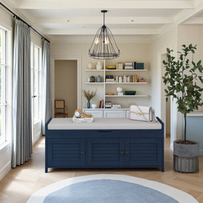 Upholstered Storage Bench with 2 Cabinets