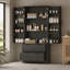 Garde-manger moderne cannelé 72 po avec 2 grands tiroirs et support à épices 8 portes, noir-133394568
