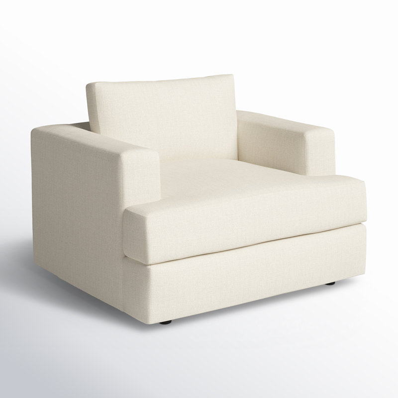 Chaise et demi rembourrée Cayden, Natté perle Conversation