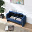 Banc de bout moderne avec accoudoirs et rangement, grand tabouret de repose-pieds rembourré, banc de meuble-lavabo de fenêtre confortable pour salon, chambre à coucher, dortoir, table basse, bleu marine Teddy-816446193