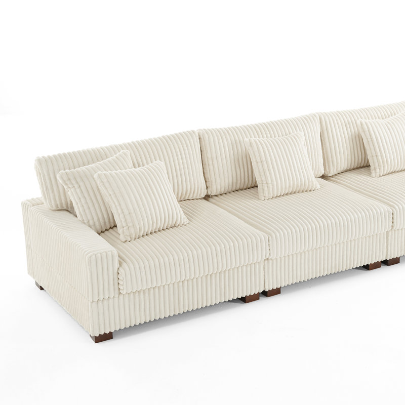4 Seater Seating Component, White Faux Fur