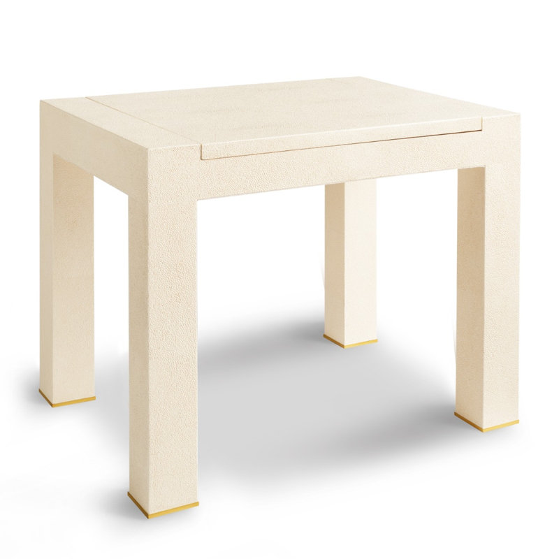 Shagreen Chess Side Table, Cream