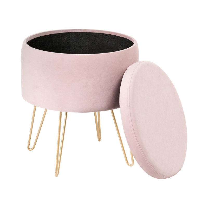 42cm Wide Round No Pattern Pouffe Ottoman with Storage