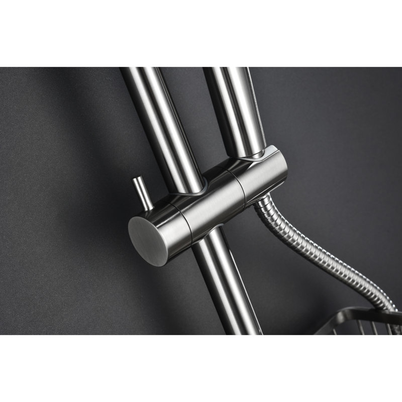 Brushed Nickel : 10" Rain Showerhead, 4 Hand Shower, Adjustable Slide Bar, Soap Dish For Bathroom Rainfall Showerhead Installation With In