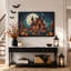 Art mural sur toile Spooky Witch House avec citrouilles et chats noirs-570735365