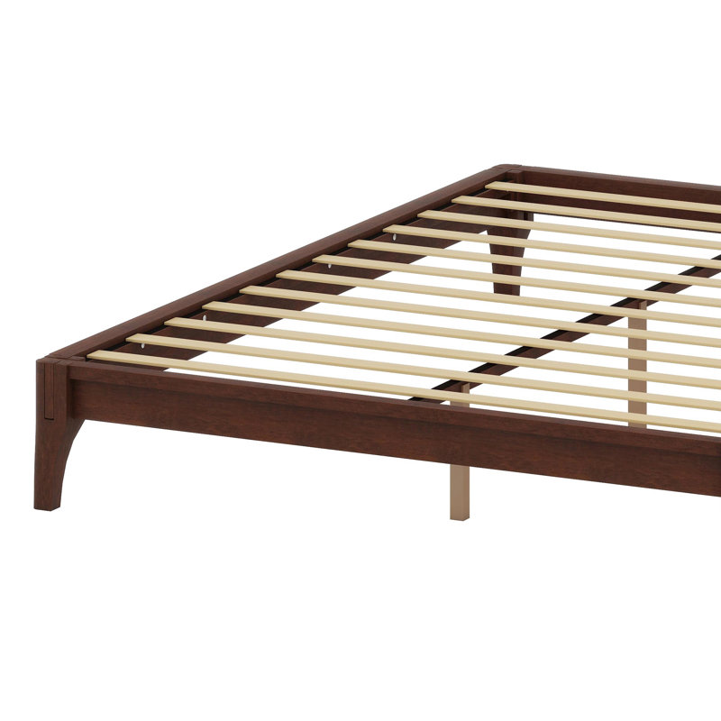 Base de lit plateforme en bois de bambou massif avec support de lattes en bois durable, Chocolate