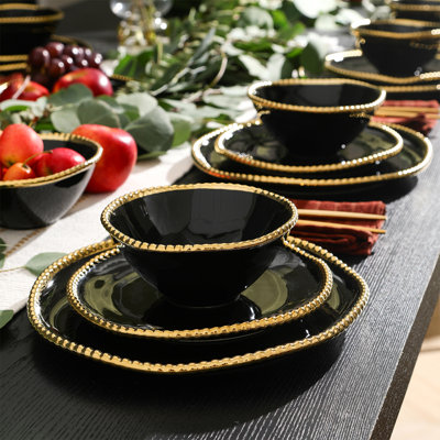 Christian Siriano Akoya 12-Piece Dinnerware Set Porcelain