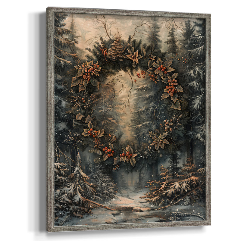 «Christmas Holiday» DCXXVI, reproduction d'art encadrée - bois massif, H 30 po x l 24 po