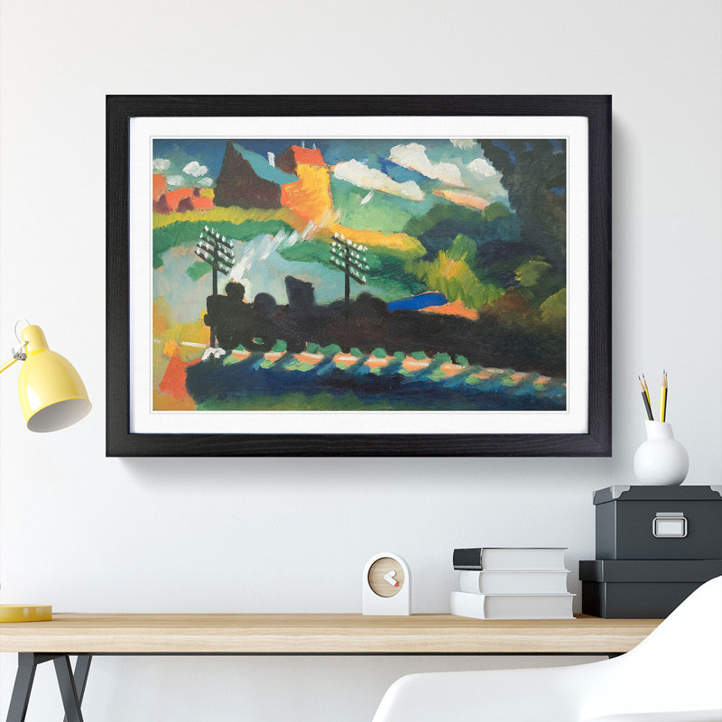 Railroad At Murnau by Wassily Kandinsky - Single Picture Frame Print on Wood, Black Framed, 65cm H x 90cm W x 2cm D