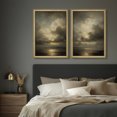 Ensemble de 2 encadrements muraux Premium Premium Fine Art Antique pour chambre à coucher 26 po x 36 po