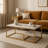 Carbone Modern Marble Effect Coffee Table with Lower Shelf Storage and Brass-Finish Frame