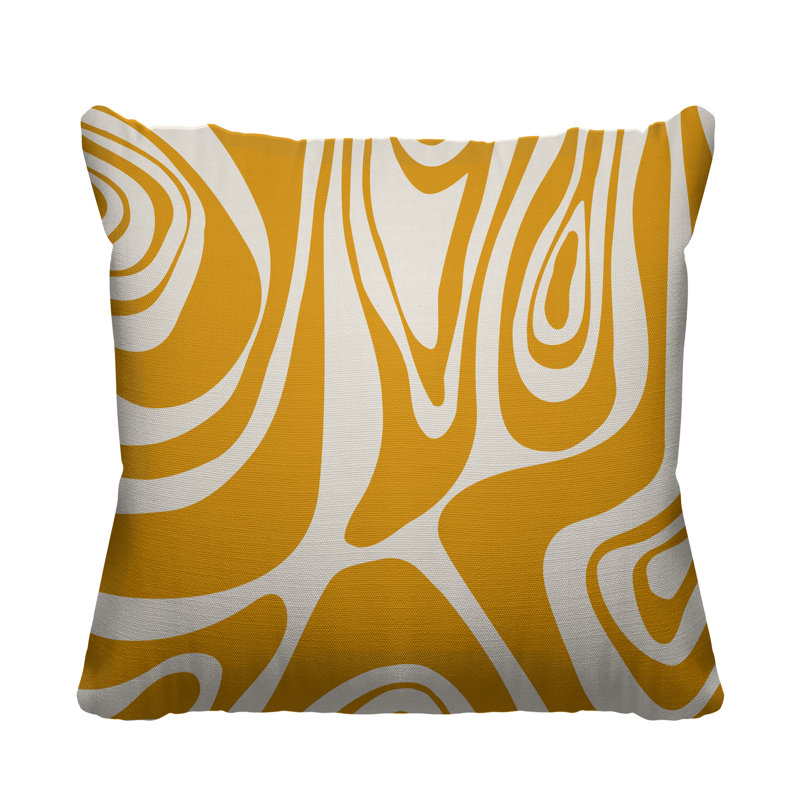 Cooper Outdoor Reversible Throw Pillow, 17H" x 17W", Mustard