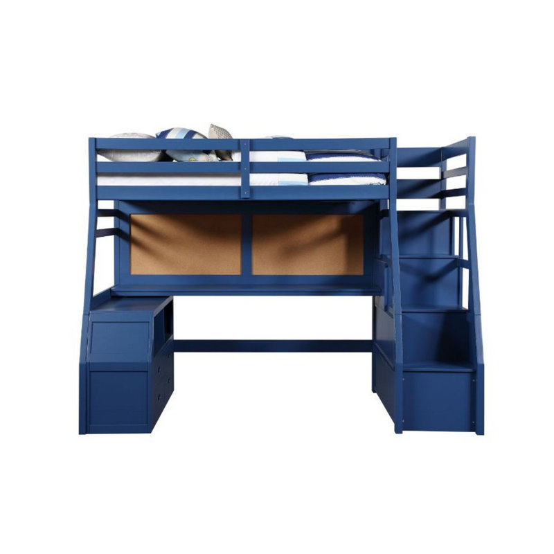 Lit mezzanine simple 9 tiroirs avec tablettes