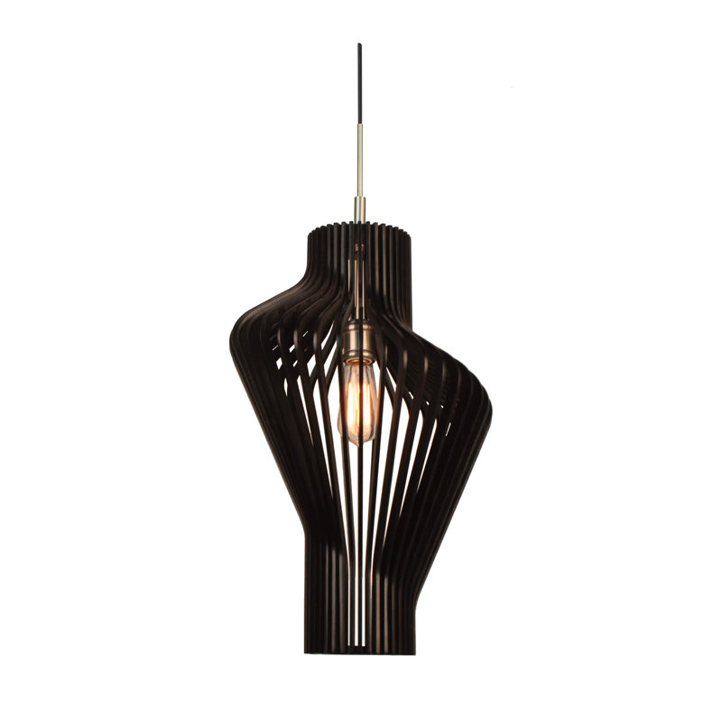 Luminaire suspendu géométrique 1 lumière Brogden, Nickel, H 21,5 po x l 13,75 po x P 13,75 po, Wengé
