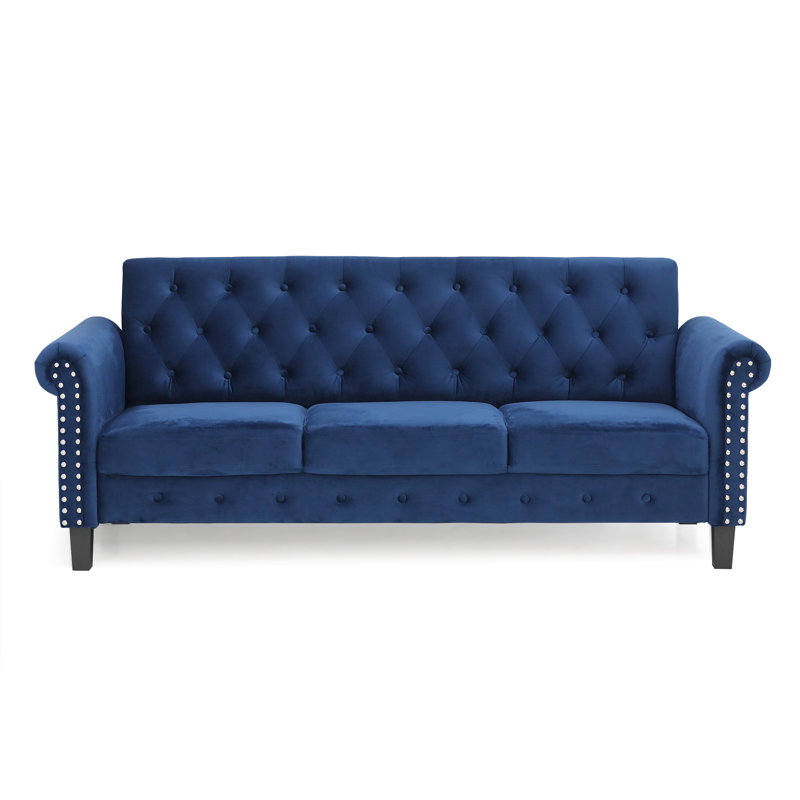 Geertruidenberg 78.8'' Upholstered Sofa, Navy Velvet