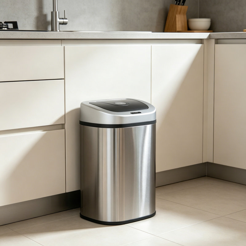 Poubelle à capteur automatique en acier inoxydable 21 gallons - Fonctionnement mains libres, couvercle à fermeture silencieuse silencieuse, grande capacité pour les cuisines domestiques