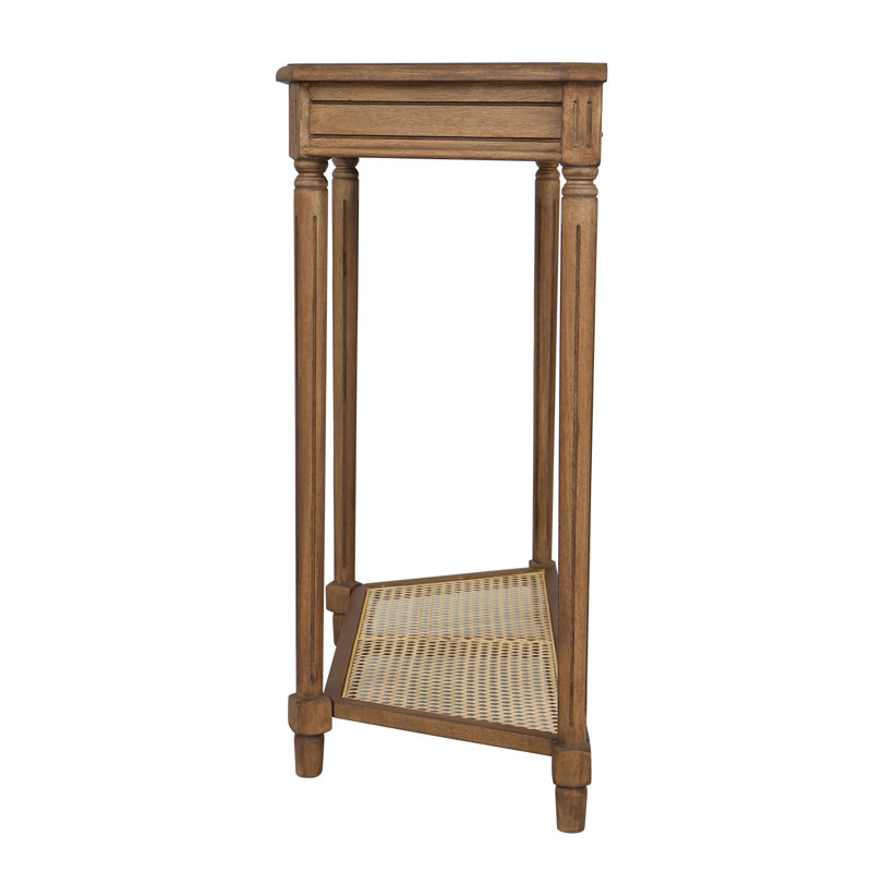 Console Carterlee Demilune avec tablette en canne, Brun