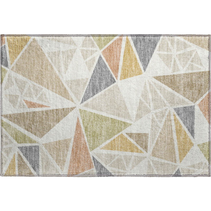 Tapis géométrique de qualité supérieure lavable à la machine Ketterer AMF1039, Rectangle 1 pi 8 po x 2 pi 6 po