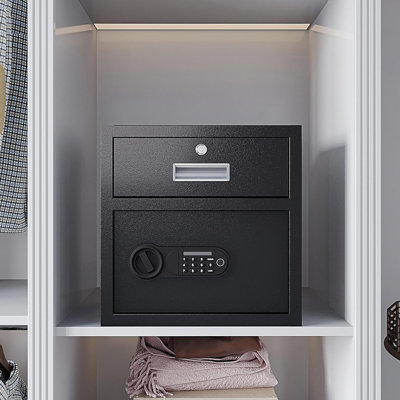 1.7 Cubic Feet Biometric Home Safe, Multi-function Safes,fingerprint Gun Safe Box,money Box For Jewellery Handgun Cash Valuables,perfect For Home/office/hotel/shop