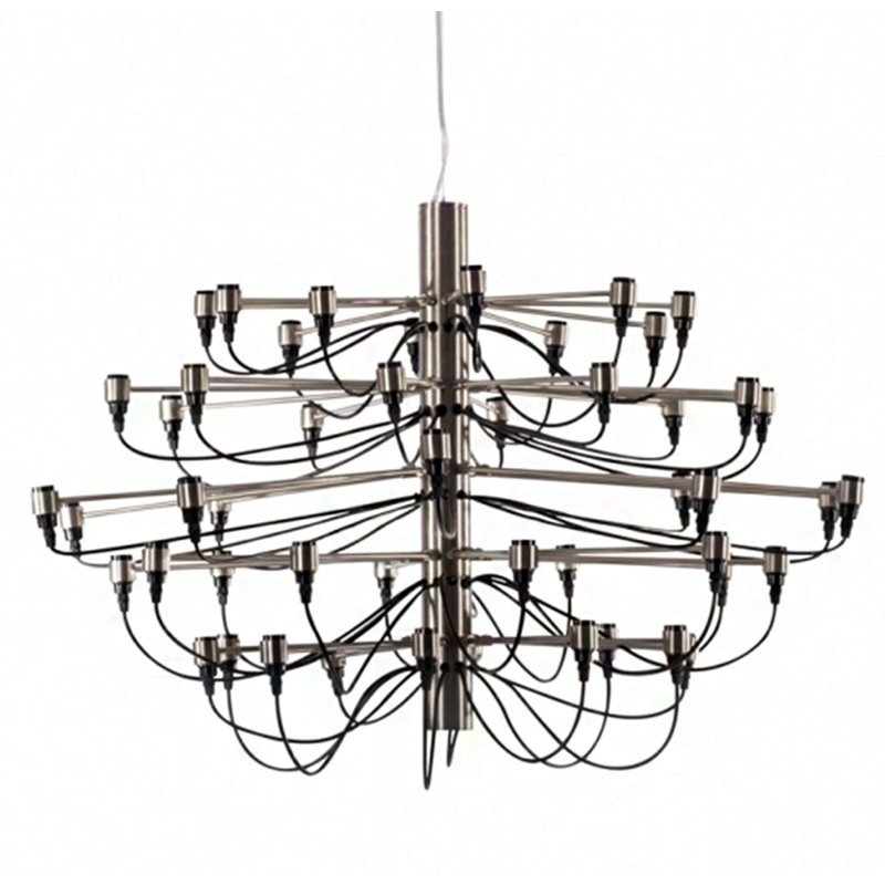 30-Light 5-Tier Black Rope Chandelier With Chrome Hardware