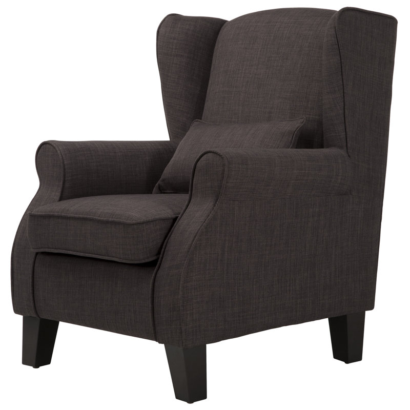 Fauteuil à oreilles l 30,75 po Normandie, Lin gris foncé chiné