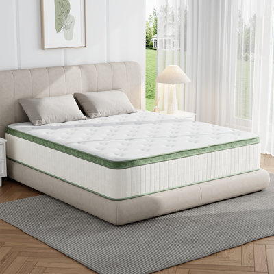 Grand matelas hybride 12 po en mousse à mémoire de forme moyenne dans une boîte, ressorts ensachés individuellement, plateau européen, CertiPUR-US