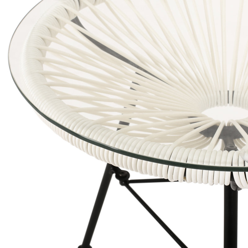 Table d'appoint en verre trempé Classy, Blanc