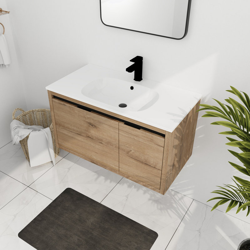 Meuble-lavabo simple 35,6 po avec plateau en résine Kadari