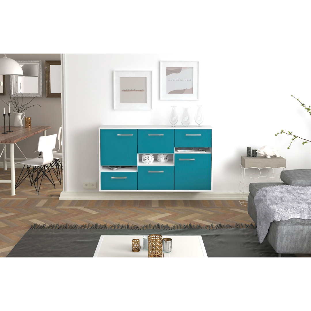 Sideboard Hayward, Farbe: Eiche/Anthrazit, Fliegend/Metallgriffe, Größe: 136x79x35cm