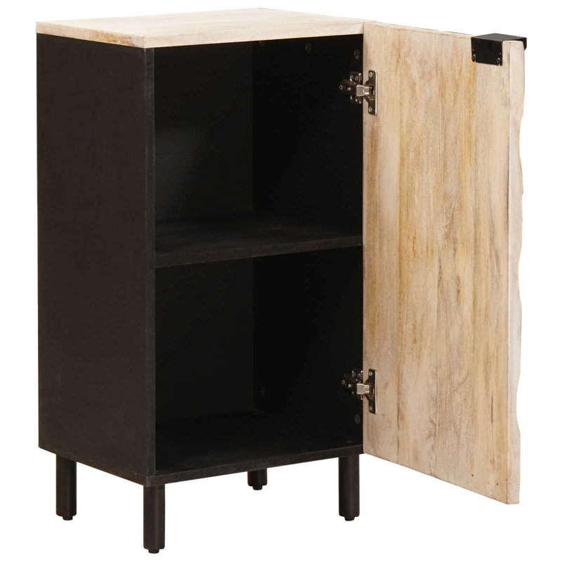 Solid Wood Rectangle Accent Cabinet, Black/White Wash 