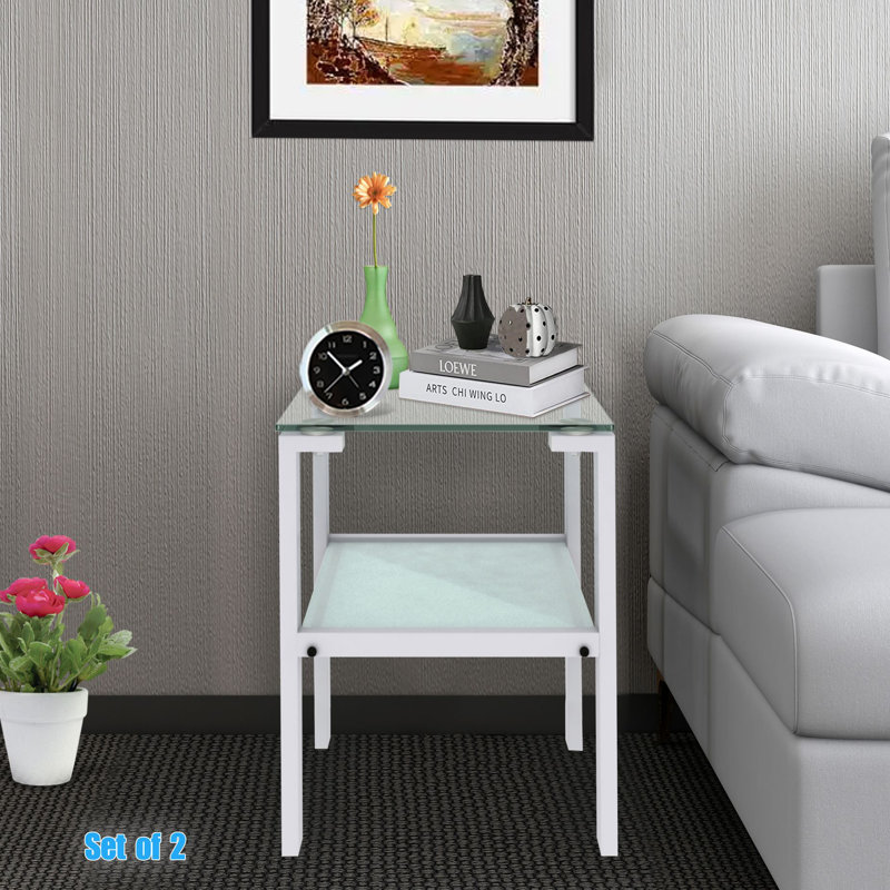 Ensemble de tables de bout en verre Eshanti, blanc