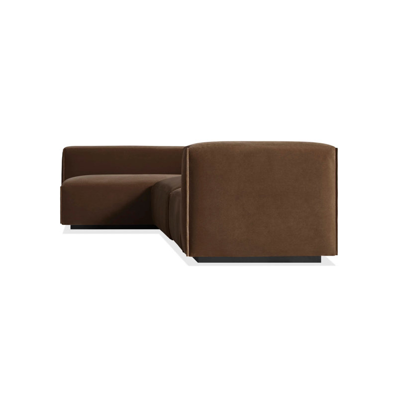 Cleon Modular Sectional, Coffee Velvet Polyester Blend, Right Hand Facing