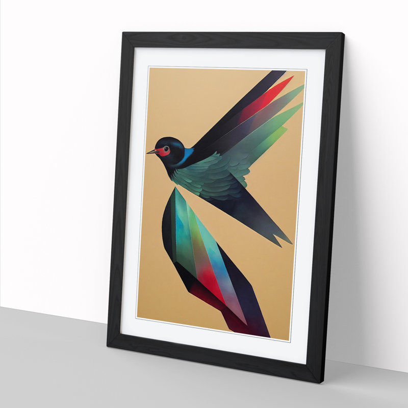 Swallow Hypreprism - Single Picture Frame Print, 64cm H x 46cm W x 2cm D, Walnut