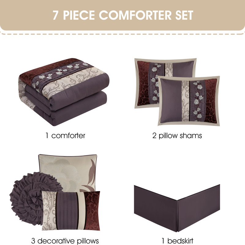 Riley 7 Piece Floral Comforter Set, King