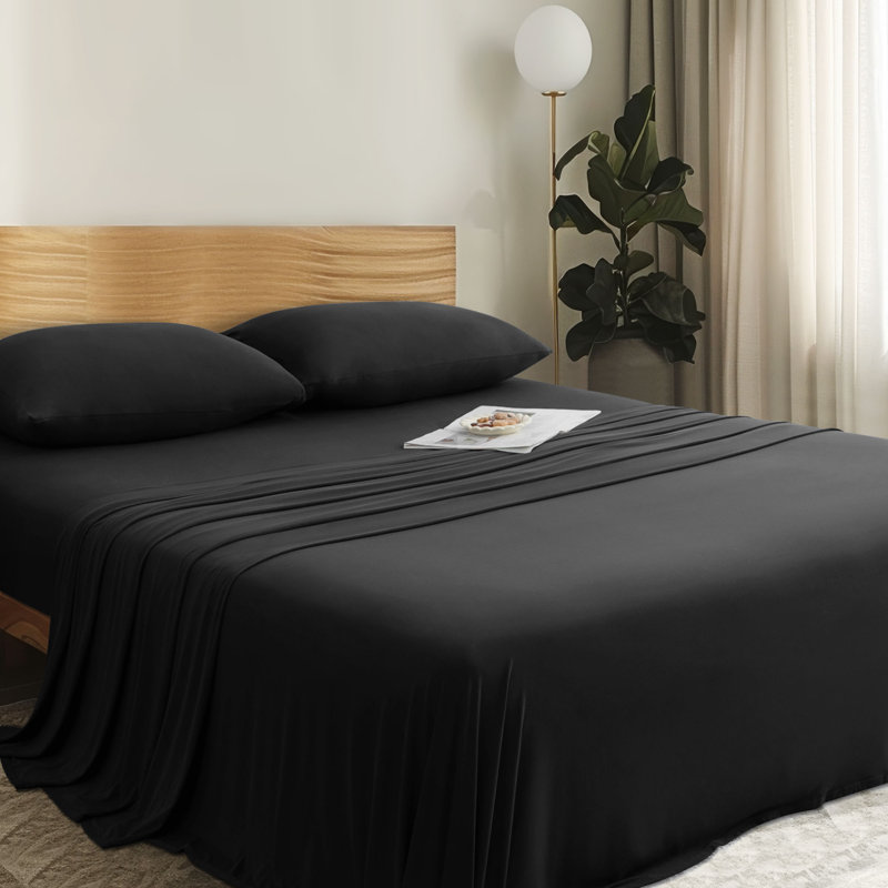 Ensemble de draps en jersey ultra doux toutes saisons Barossa Design, King Sheet Set with 2 Pillowcases, Black