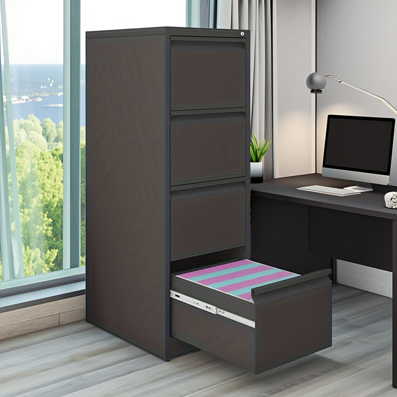 4-drawer Vertical File Cabinet With Lock – Metal Filing Cabinet For Home/office, 120lbs Top Capacity, Full-extension Silent Rails, Adjustable Hanging Rods (letter/a4/legal), Anti-tilting Interlock, 2 Foldable Keys