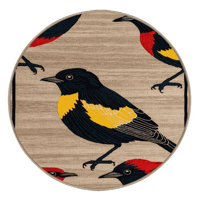 Washable Red winged Blackbird Birds Area Rug