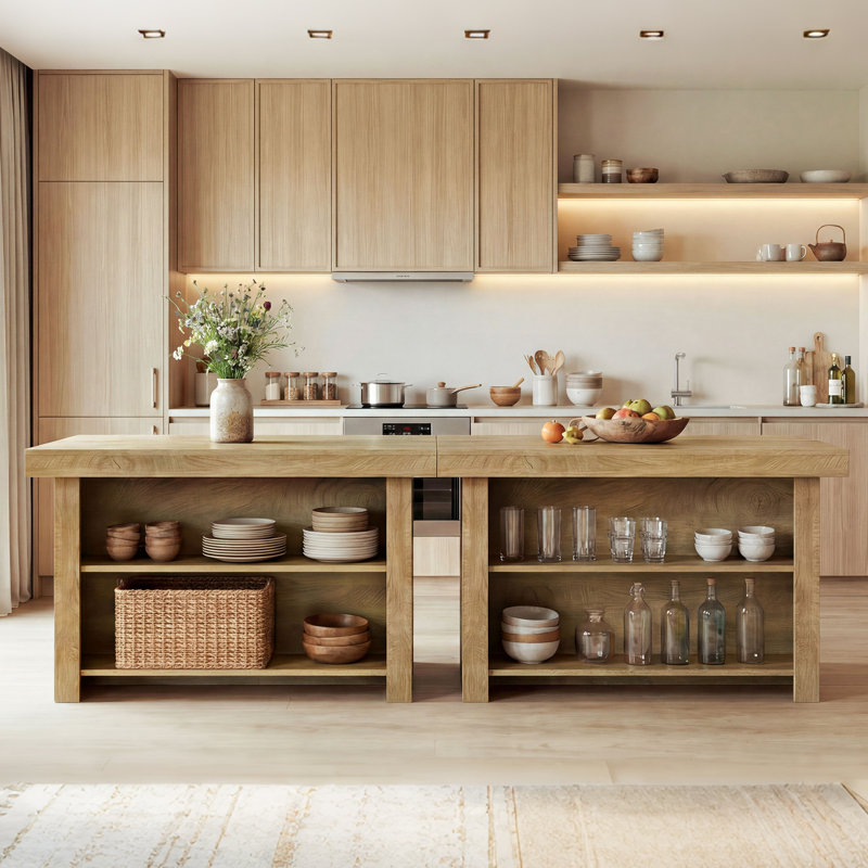 Kitchen Island with 2-Tier Storage
