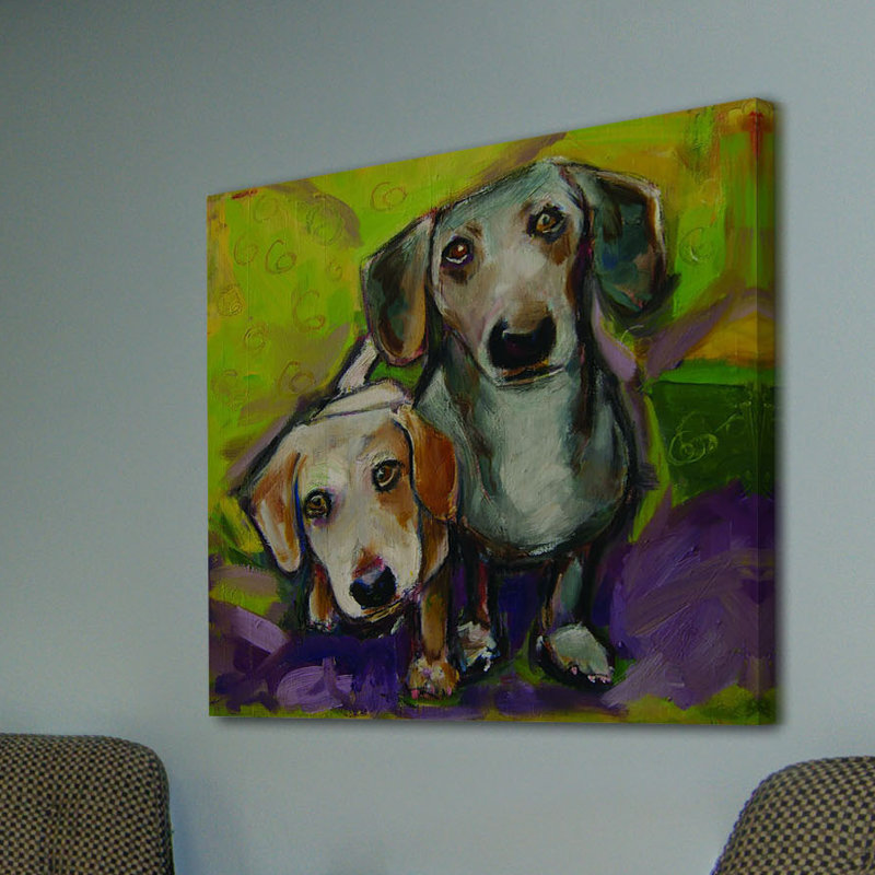 «Two Dachshunds», reproduction d'art sur toile tendue, H 48 po x l 48 po