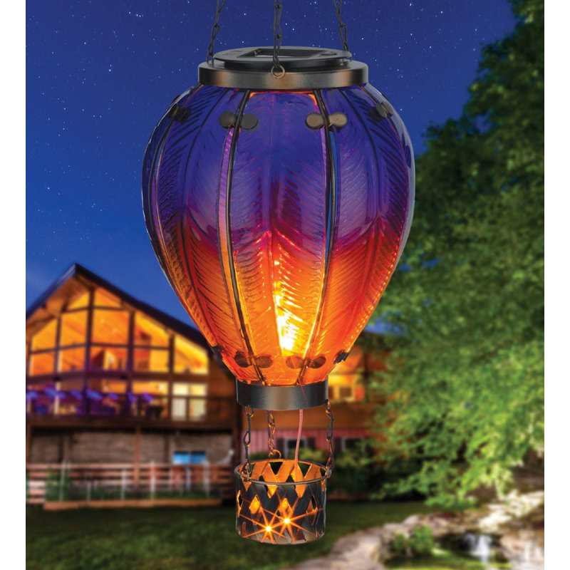 Hand-Painted Multicolor Glass Hanging Solar Lantern