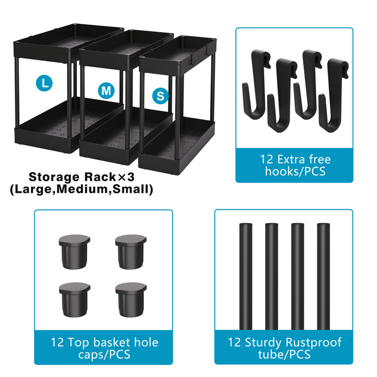 MooJ Plastic;Steel Under Sink Organizer